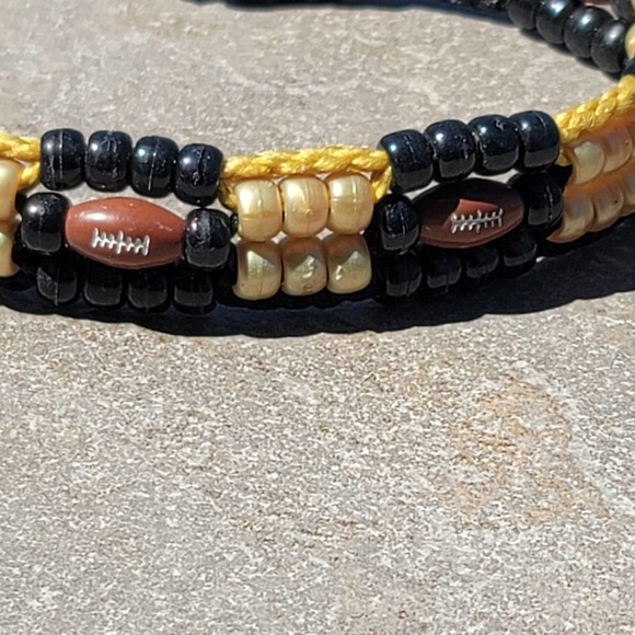 Custom Handmade Beaded Dog Collar Football Steelers - Picture 3 of 4